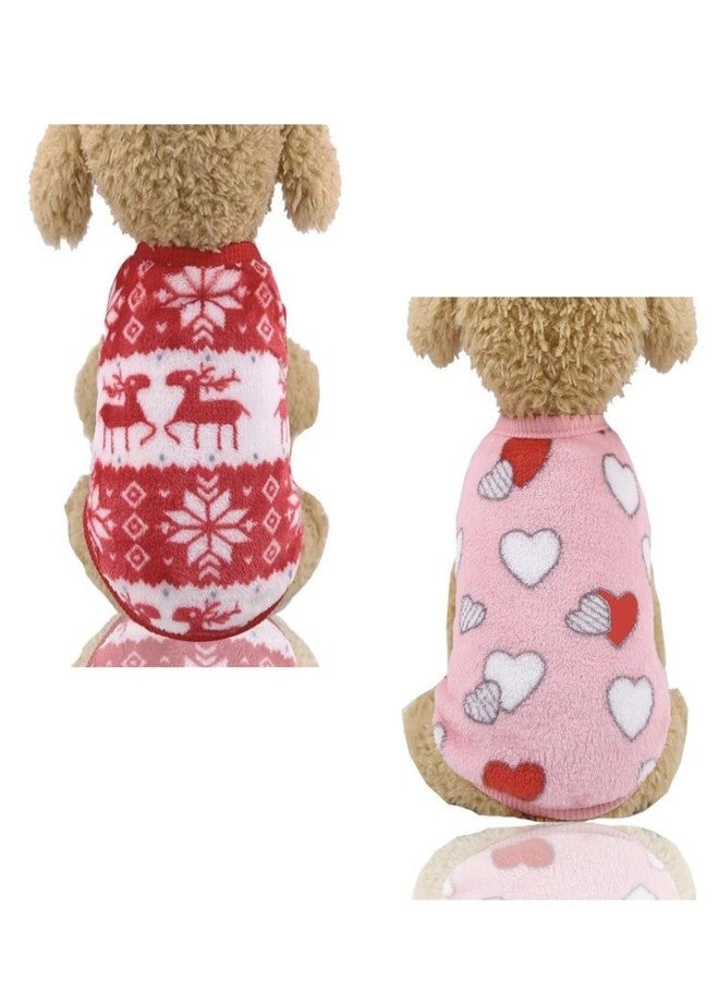 PETANGEL Set of 2 Puppy Clothes for Small Dog & Cat Boy Girl | Winter Warm Fleece Cute Sweaters for Shihtzu Puppy, Maltese, Papillon, Kitten Male Female (Size: L, Chest: 45cm, Back Length: 35cm) - Image 1